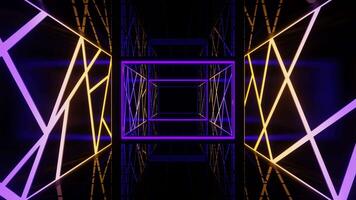 Purple and Yellow Cyberpunk Movement on Elevator Background VJ Loop video