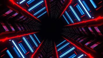 Red and Blue Neon Glow Mirrored Squares Tunnel Background VJ Loop video