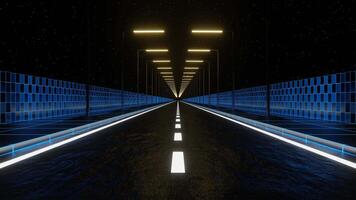 Blau und Weiß und Licht Gelb Neon- glühen futuristisch Autobahn Hintergrund vj Schleife video