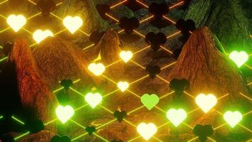 gul och ljus grön hjärta stroboskop bakgrund vj slinga video