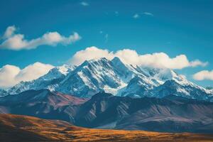 AI generated Mountain landscape of snow-capped mountains. photo
