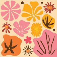 Hand drawn groovy flower pattern. Vintage style. Bright colorful colors. Retro floral vector design y2k.