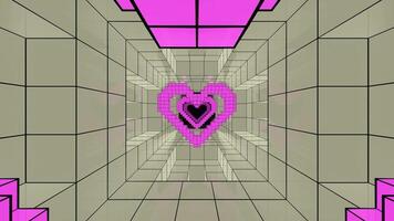 roze en biege pixel hart tunnel achtergrond vj lus video