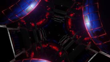 Red and Blue Rings in Triangle Mirror Tunnel Background VJ Loop video