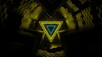 Cyan and Yellow Triangle Neon Tunnel Background VJ Loop video