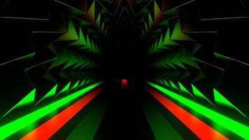 Red and Green Neon Line Spike Tunnel Background VJ Loop video