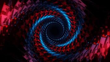 Red and Blue Spiral Cubic Tunnel Background VJ Loop video