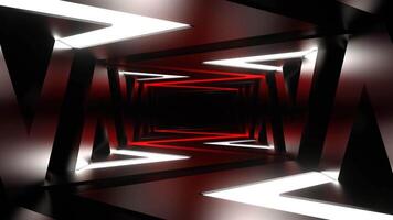 Red and White Corridor of Neon Curve Lines Background VJ Loop video