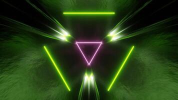 Lime and Light Pink Sci-Fi Glossy Triangle Tunnel Background VJ Loop video