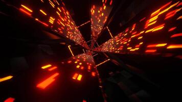 Orange and Red Sci-Fi Neon Glow Cyber Tunnel Background VJ Loop video