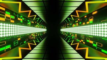 Green and Orange Neon Light Corridor Background VJ Loop video