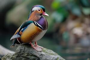 AI generated Portrait of male mandarin duck photo