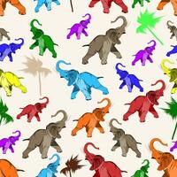 Asian Elephants Seamless Pattern vector