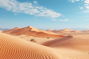 AI generated Desert landscape with sand being shaped into sharp dunes by the wind. photo