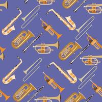 Wind Musical Instruments Seamless Pattern vector