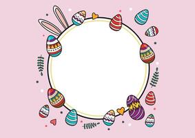 Easter egg hunt poster doodle style vector