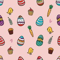 Colorful easter eggs seamless pattern doodle style vector