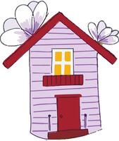 Cartoon cute cozy dreamlike house with flowers isolated on white vector