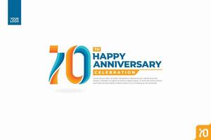 10th happy anniversary celebration with orange and turquoise gradations on white background vector