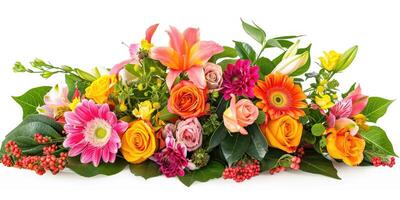 AI generated Beautiful colorful fresh flowers bouquet isolated on white space. photo