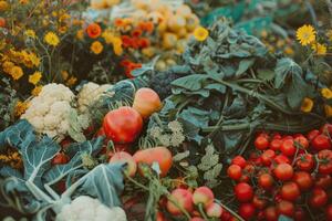 AI generated Fresh vegetables on market. photo