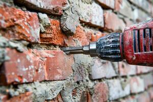 AI generated Hammer drill to drill the wall. photo