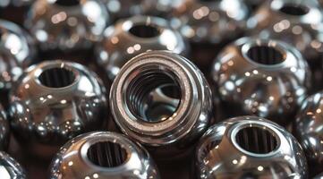 AI generated Stainless steel bearings, ball bearings. photo