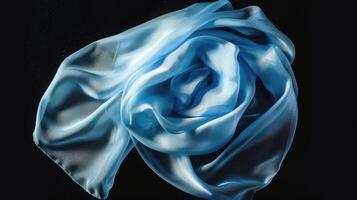 AI generated Silk scarf isolated on black background. photo