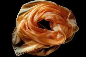 AI generated Silk scarf isolated on black background. photo