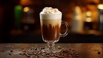 AI generated Indulge in a shot of Irish coffee with rich cream photo