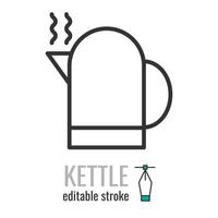 Electric kettle line icon. linear style sign for mobile concept and web design. Tea Kettle outline vector icon. Symbol, logo illustration. Vector graphics illustration EPS 10. Editable stroke