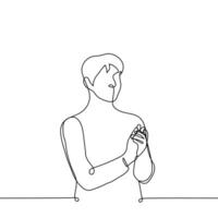 man standing and clapping his hands - one line drawing vector. applause concept vector