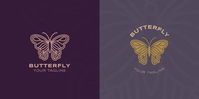Butterfly line and flat logo. for decoration, spa, yoga, flourish, invitation, etc vector