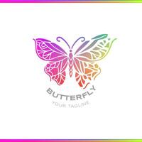 Butterfly scatter abstract gradient logo on white background vector