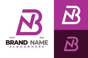 Letter Bn or Nb Logo design vector symbol icon illustration