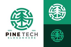 Letter S Pine Technology Logo design vector symbol icon illustration