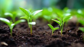 ai generado detallado ver de joven té plantas en un lozano plantación ajuste foto