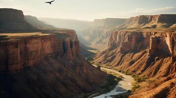 ai generado maravilloso y escénico ver de cañón desde aves perspectiva foto