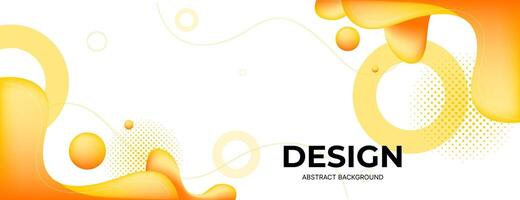 abstract banner background with yellow orange fluid shapes and geometric shapes. vector illustration