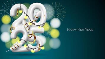 happy new year 2025 design for greeting card, invitation, banner, poster, etc. white 3d 2025 text design. vector illustration