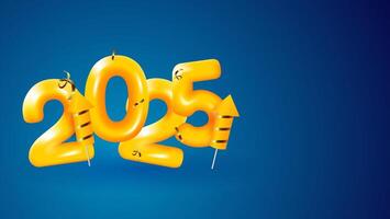 2025 text design in orange or yellow color with firework and confetti. vector illustration