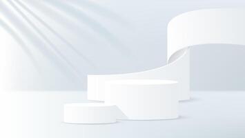 3d white podium design for product display presentation. vector illustration