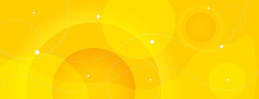 yellow abstract background with circle shapes and wavy line. vector illustration