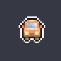 school bus in pixel art style vector