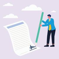 Business agreement and signing contract illustration vector