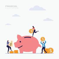 People save money and investing concept illustration vector