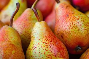 AI generated Fresh sweet pears close up. photo