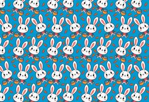 Cute rabbit with basket of eggs, illustration, with the text, Happy Easter, vector illustration