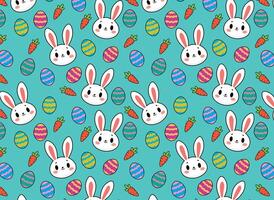 Illustrations of Easter items, with rabbit, carrot and chocolate Easter eggs pattern vector