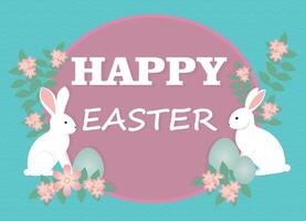 Banner paper rabbit with the text, written Happy Easter vector